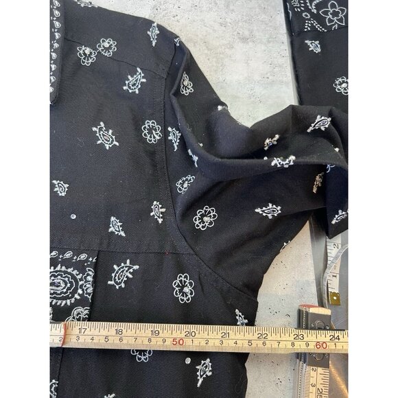 Quacker Factory Vintage Black Denim Jacket Bandanna Sequins Paisley Size Large - Picture 11 of 14